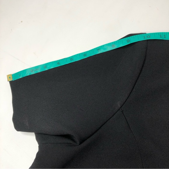 VTG 80s Shift Dress Thick Poly w/ Pleated Detail, Padded, Mod Minimal Black Sz 8 - Picture 4 of 14